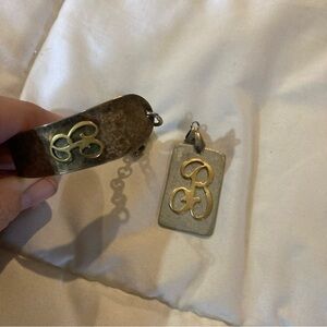 Ladies Utensil Bracelet and Necklace Charm with “B” initial on both.